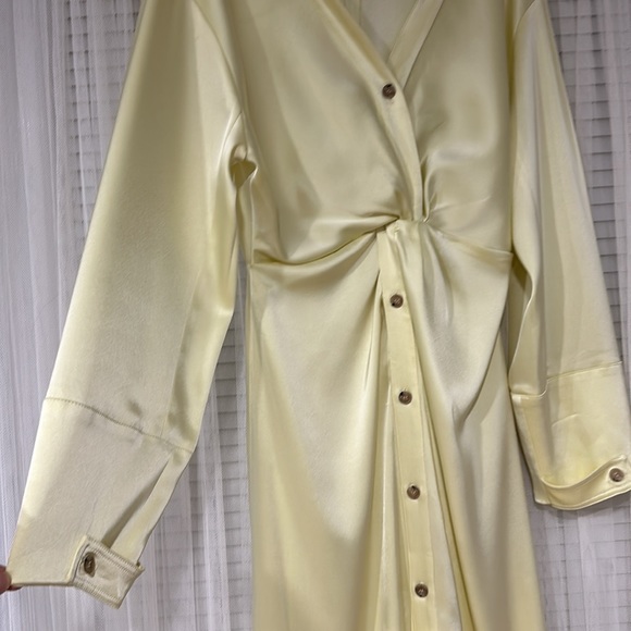 Nanushka Satin Dress Lime Yellow Size Medium - Picture 5 of 7
